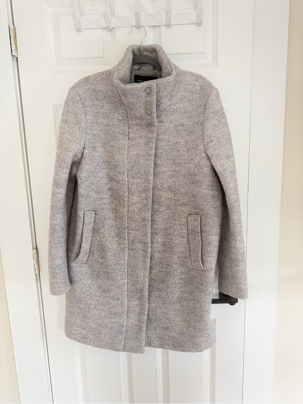 Marc New York Light Gray Stand-Collar Wool Blend Pea Coat